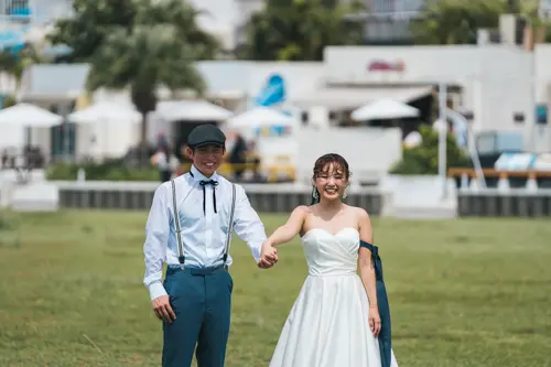 ビーチ・サンセットでの前撮り写真